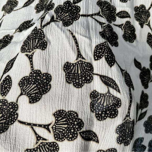 Lane Bryant white black floral chiffon blouse neck tie size 30 32 - Picture 5 of 8